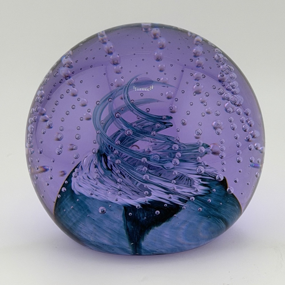 Caithness Cauldron Bubble Purple Blue Art Glass Paperweight Scotland 3 in - Picture 4 of 7